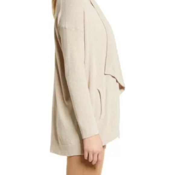 Barefoot Dreams CozyChic Ultra Light Hi Lo Cardigan Shawl Pointelle Sweater L/XL - Picture 12 of 14